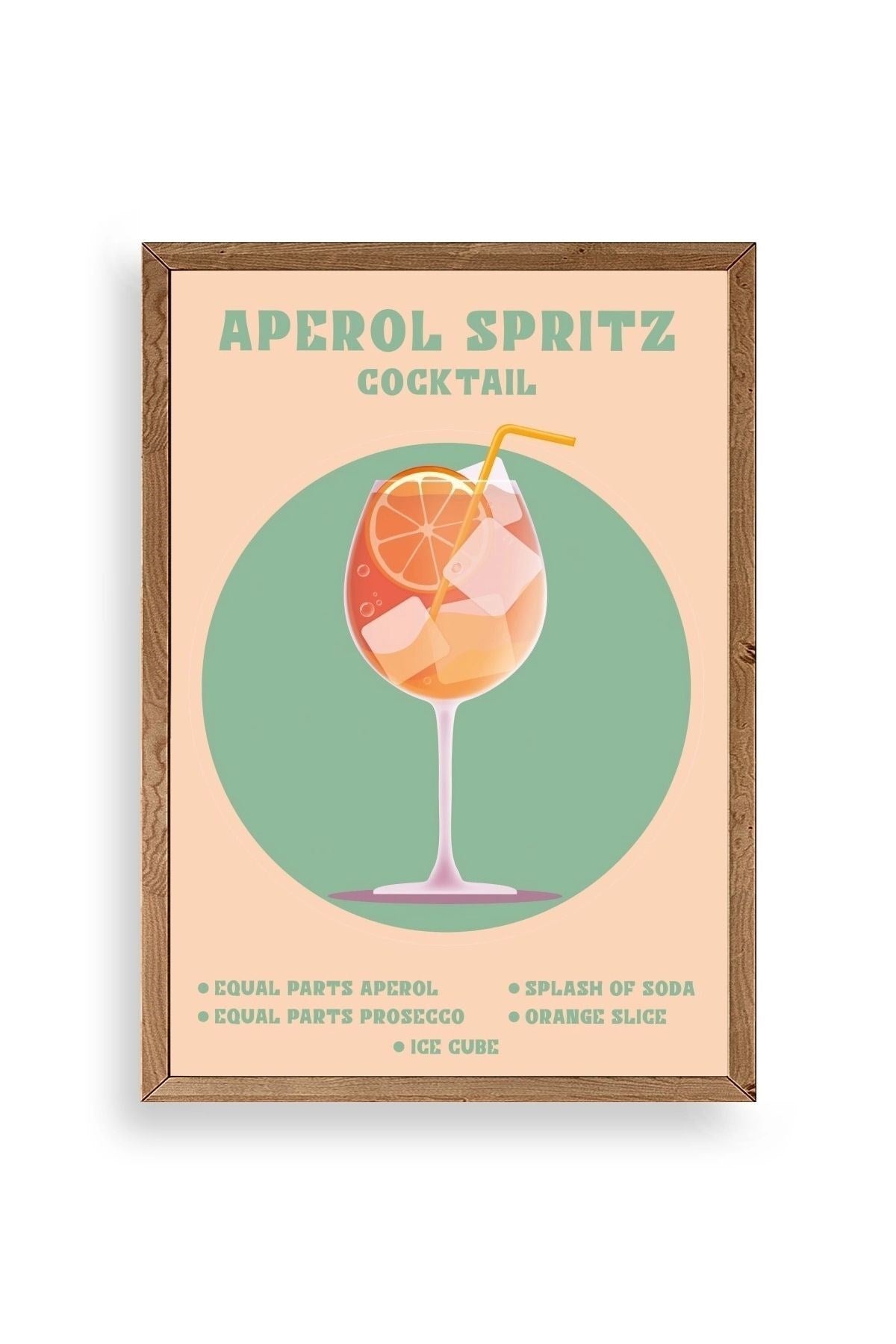 Aperol Spritz Ahşap Çerçeveli Tablo 17 x 23