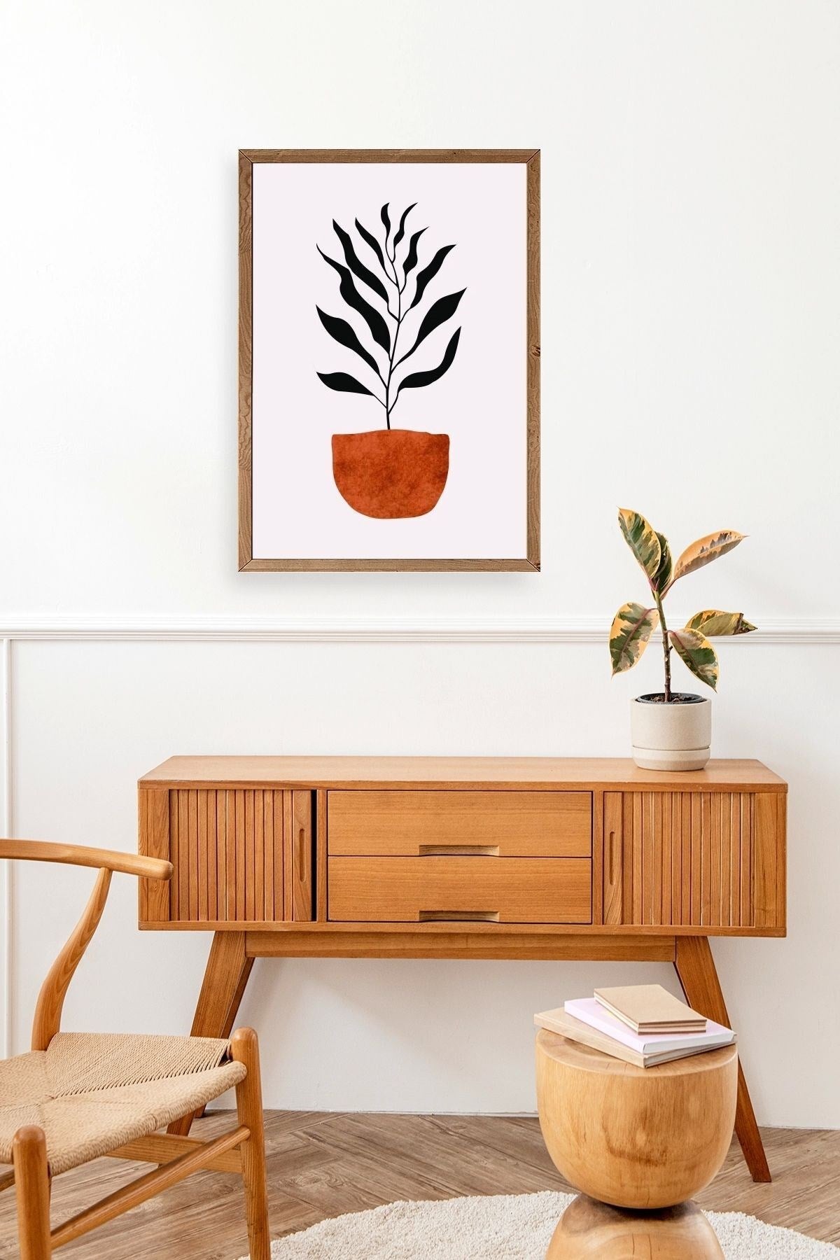 Saksı Ahşap Çerçeveli Tablo 30 x 42