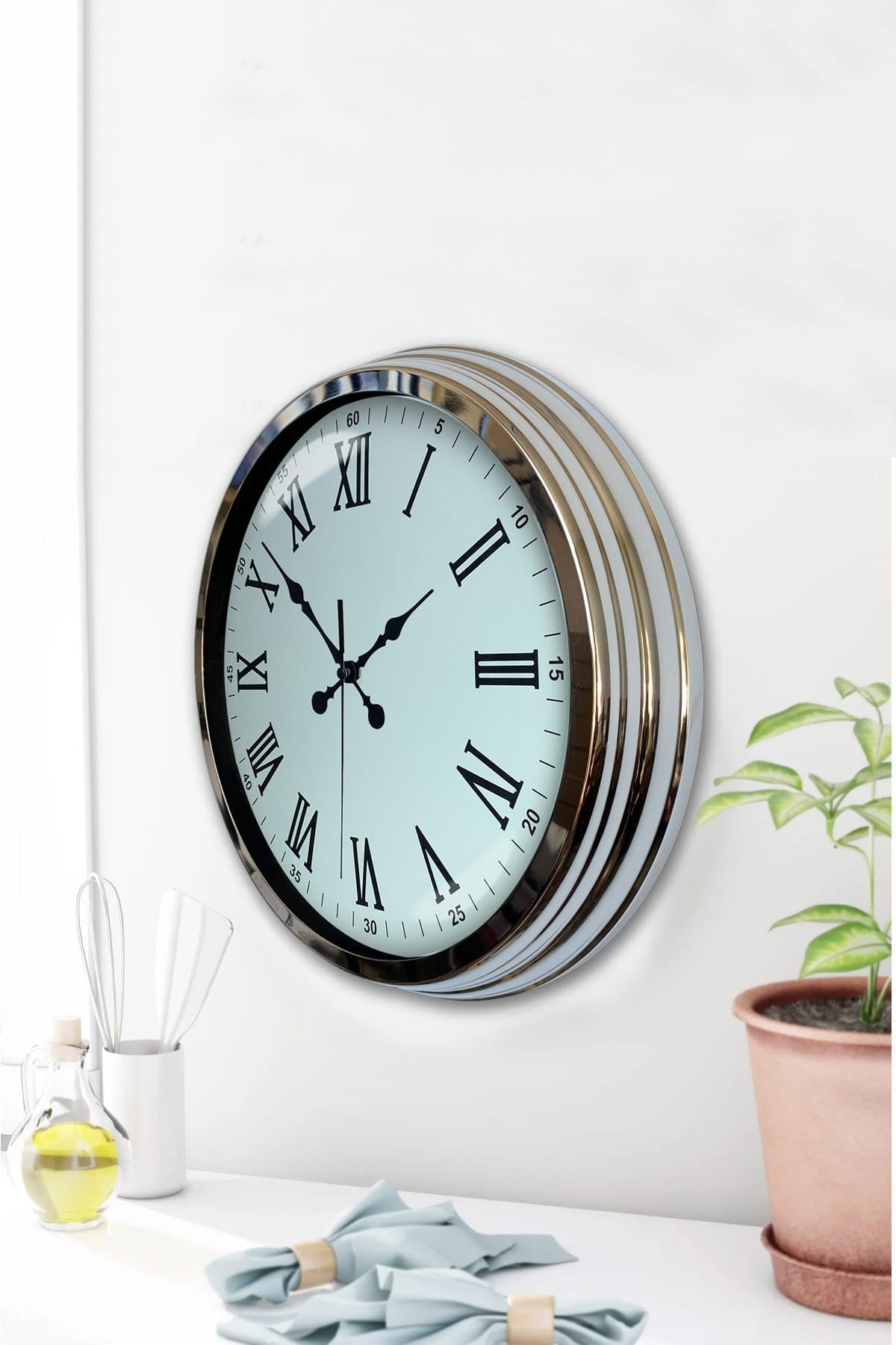 Zentime 40 Cm Krom Elegance Duvar Saati