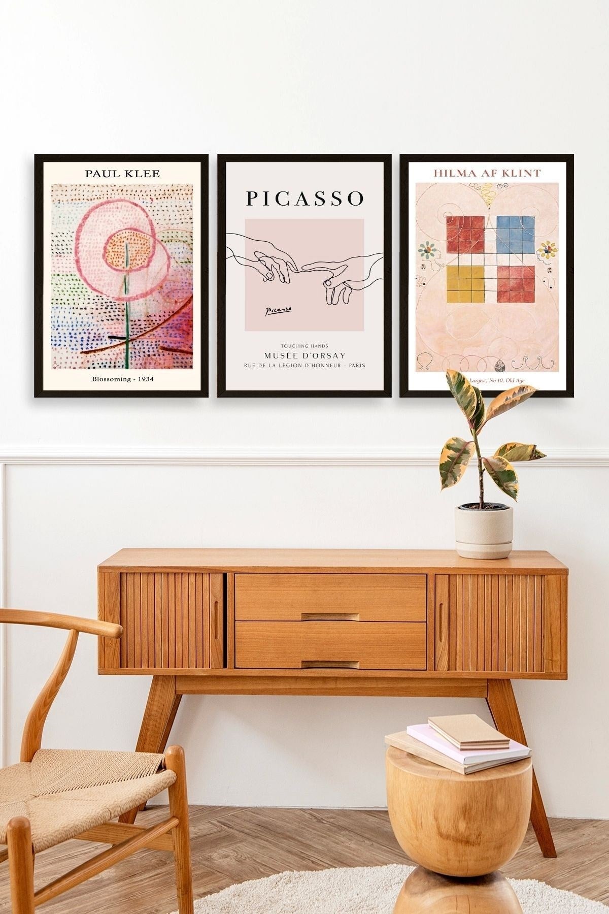 Ünlü Tablolar Üçlü Ahşap Çerçeveli Tablo 23 x 30