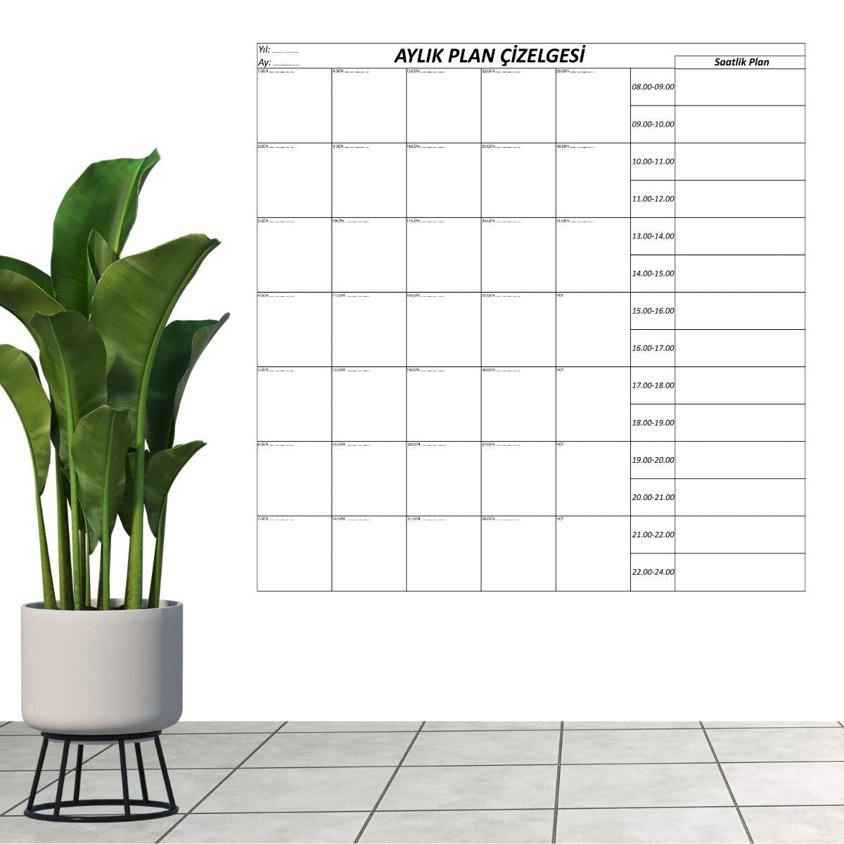 BUFFER® Aylık Planlayıcı Manyetik Duvar Stickerı Takvim Plan Çizelgesi