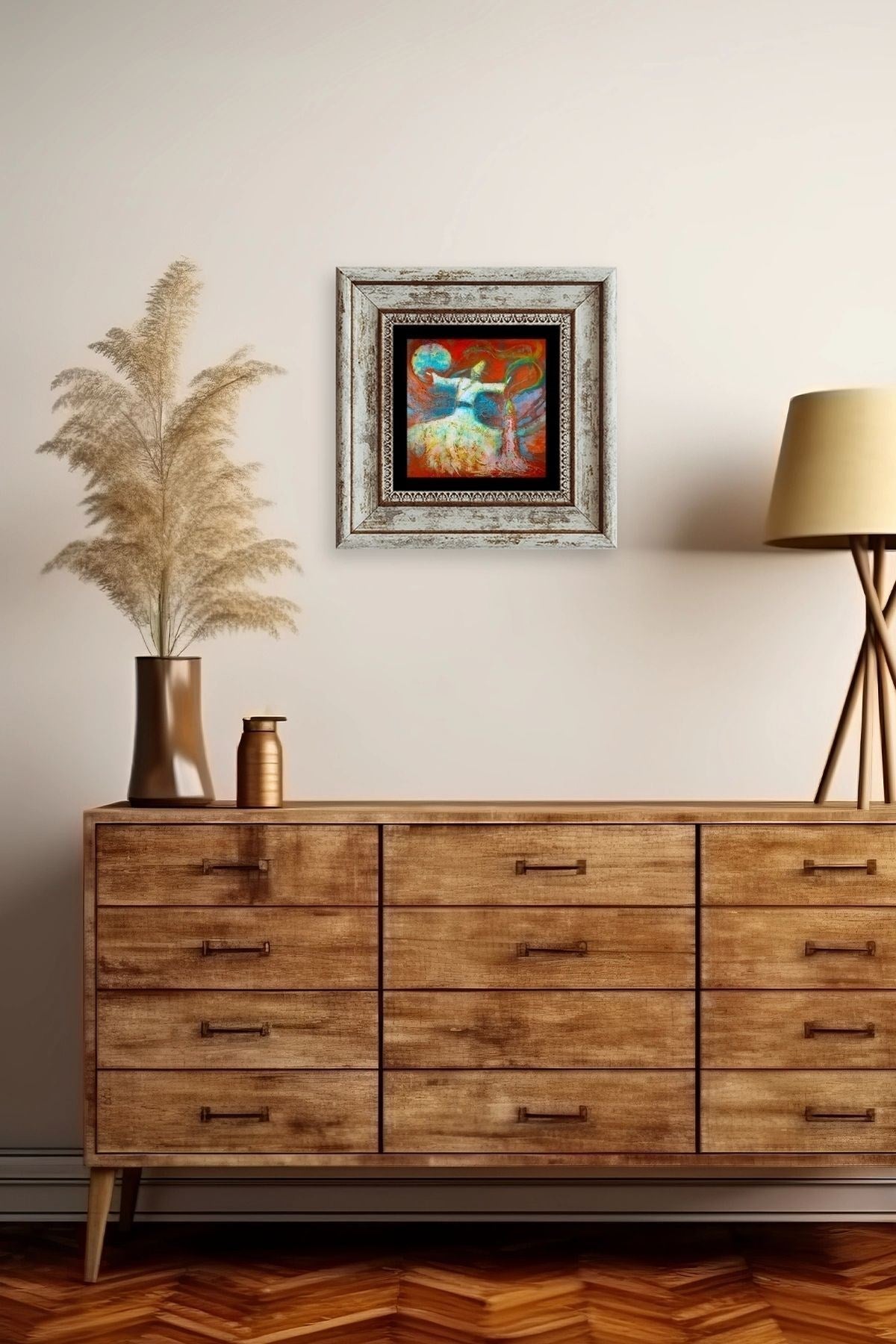 Semazen Çerçeveli Taş Tablo 20 cm