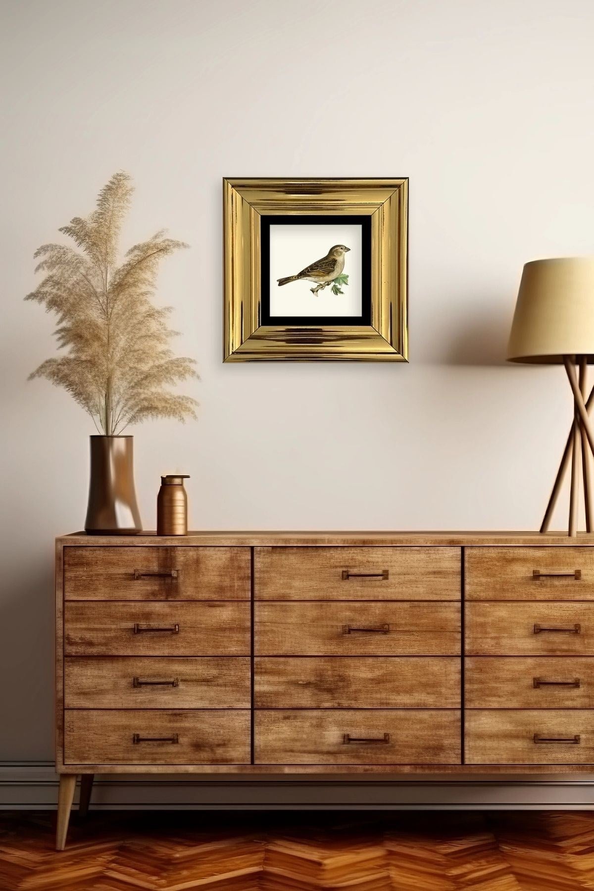 Serçe Çerçeveli Taş Tablo 20 cm