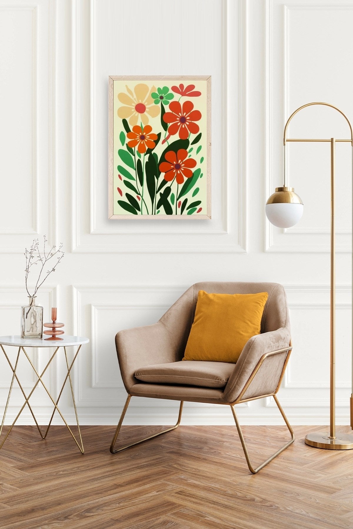 Çiçek Ahşap Çerçeveli Tablo 17 x 23