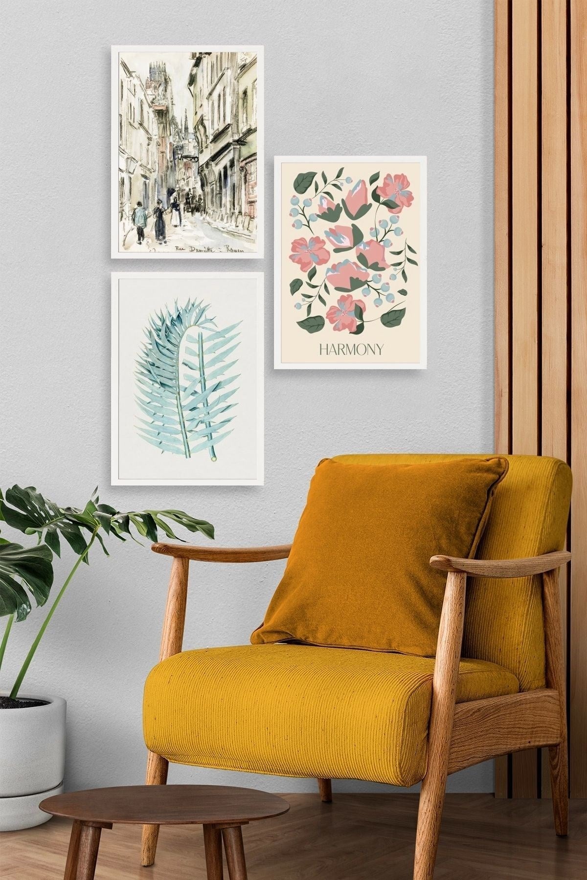 Harmony Üçlü Ahşap Çerçeveli Tablo 30 x 40