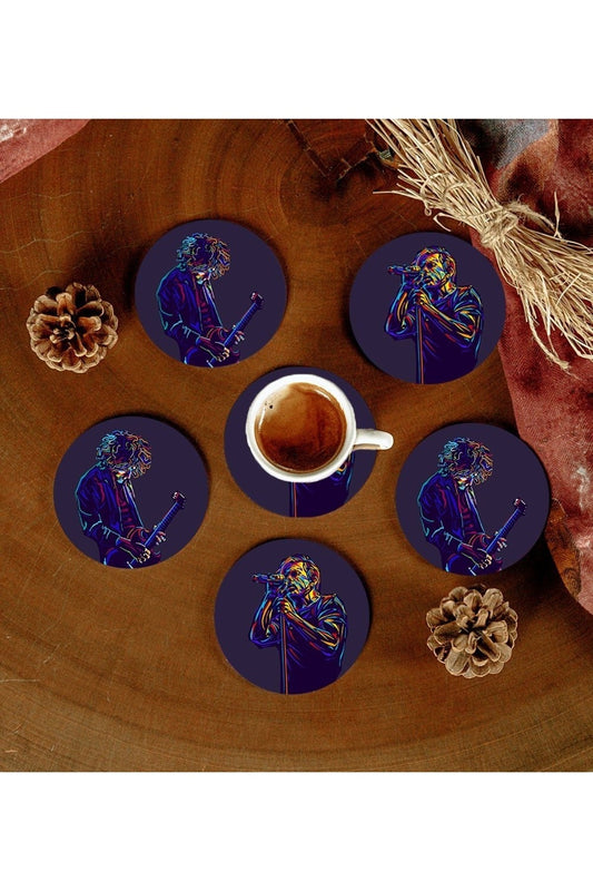 6 Adet Desenli Mdf Bardak Altlığı