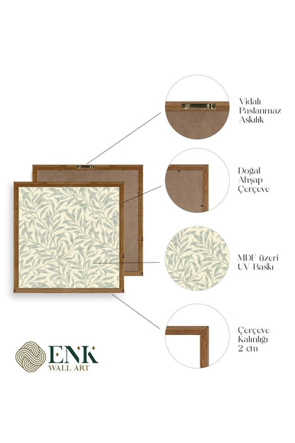 Yaprak Ahşap Çerçeveli Tablo 42 x 42