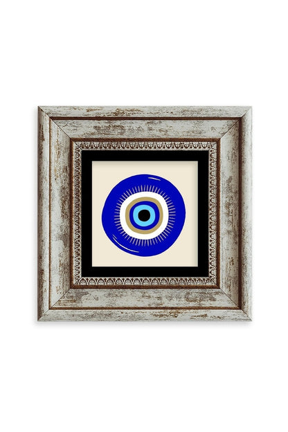 Nazar Boncuğu Çerçeveli Taş Tablo 20 cm