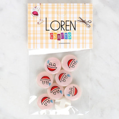 Loren Crafts 8'li Gülen Yüz Düğme - 1017