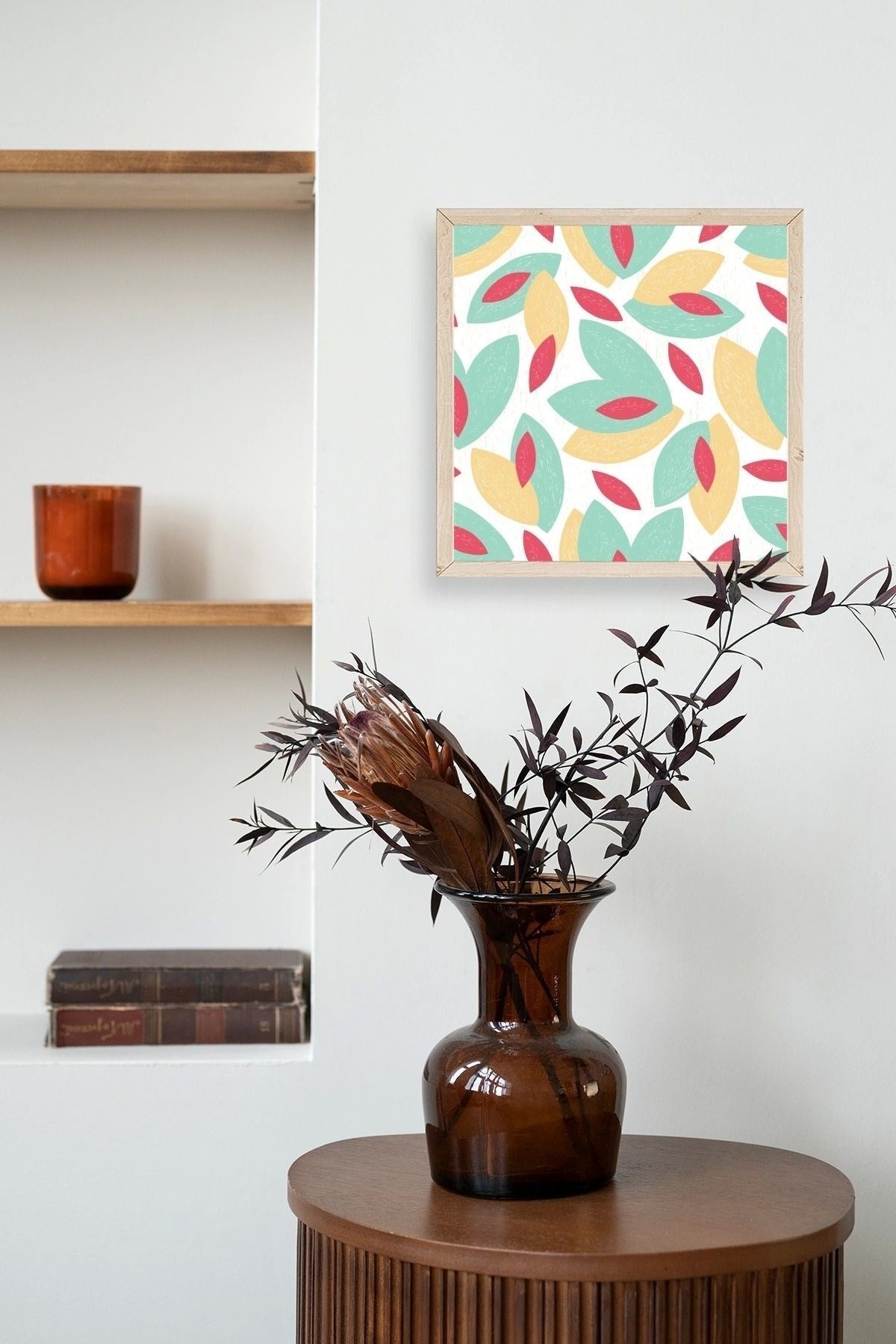 Yaprak Ahşap Çerçeveli Tablo 50 x 50