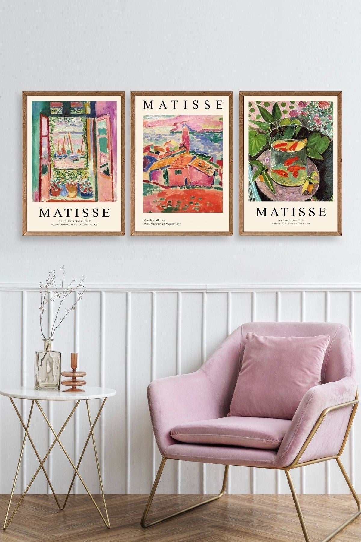 Matisse Üçlü Ahşap Çerçeveli Tablo 40 x 60