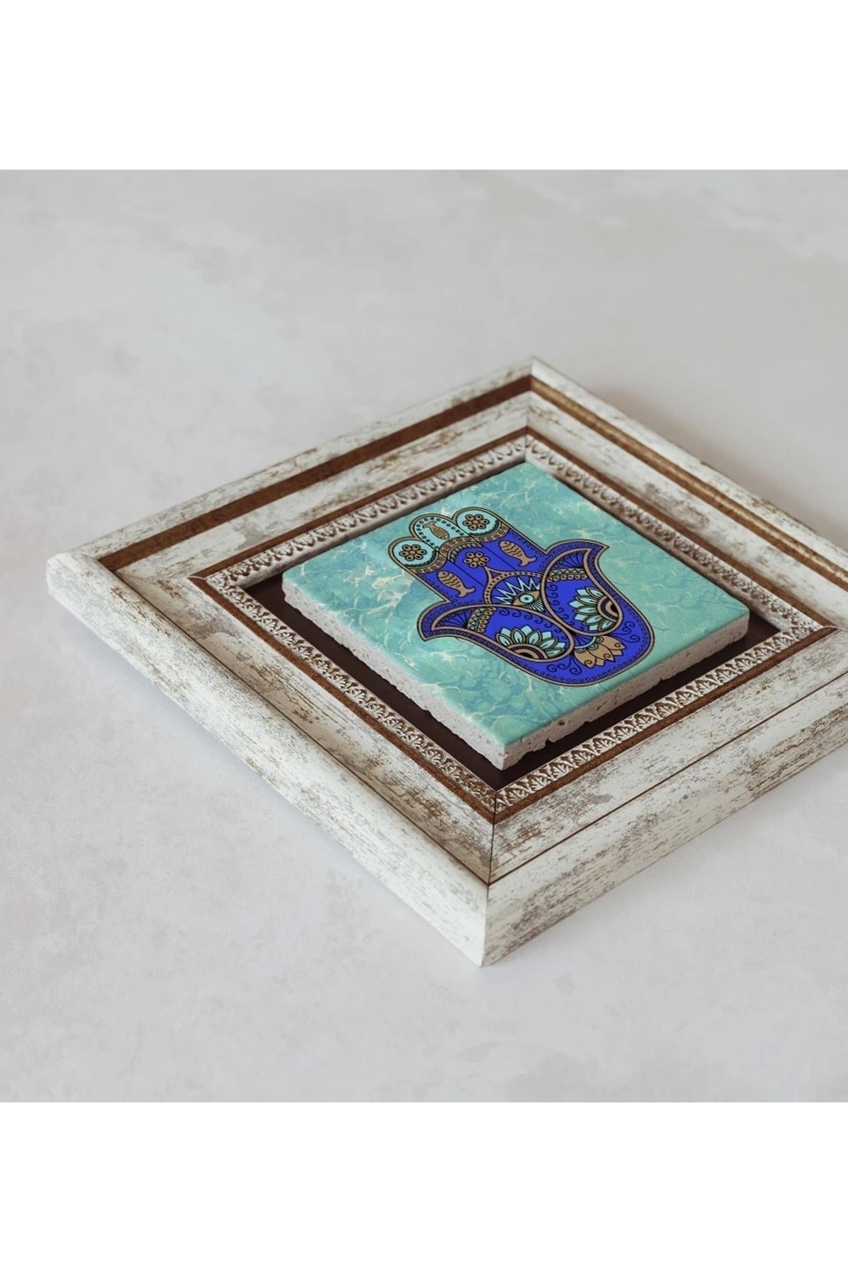 Fatma Ana Eli Çerçeveli Taş Tablo , Çerçeveli Taş Duvar Dekoru 20 cm