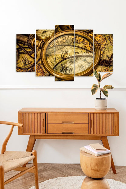 Büyüteç ve Harita 5 Parçalı Mdf Tablo 60 x 100