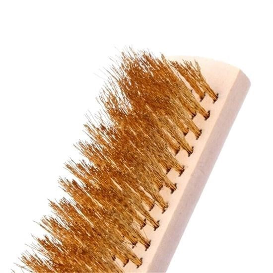 BUFFER® Metal Telli Fırça Ahşap Saplı Pas Kir Sökme Temizleme Fırçası