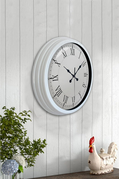Zentime 40 Cm Metal Beyaz Roma Rakamlı Duvar Saati
