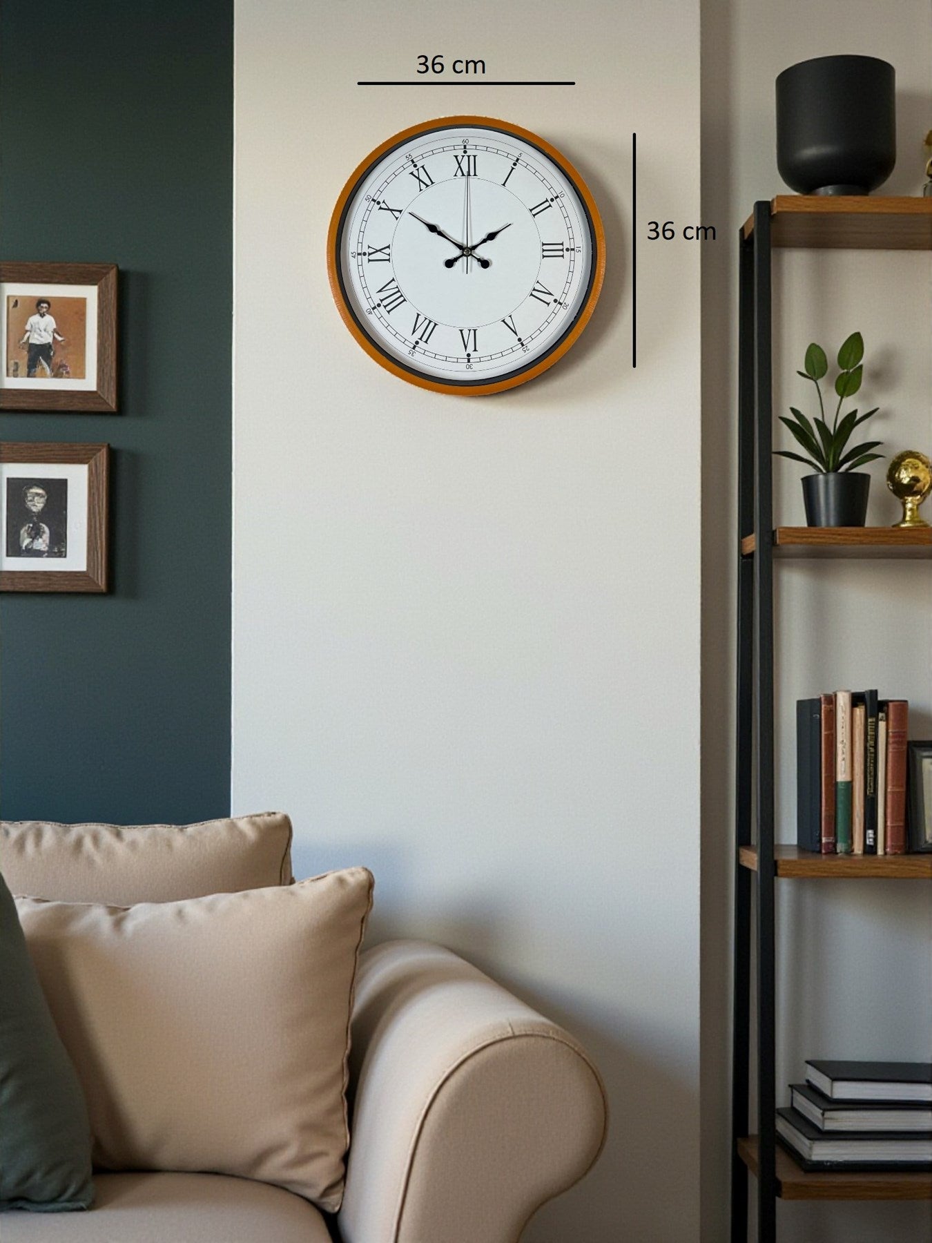 Zentime 36 Cm Turuncu Dekoratif Duvar Saati