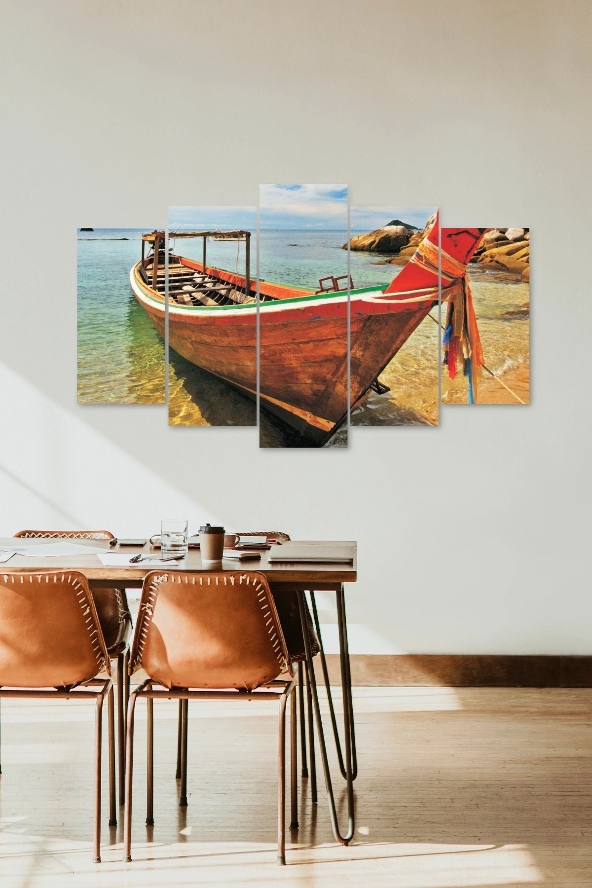 Deniz Manzarası 5 Parçalı Mdf Tablo 60 x 100