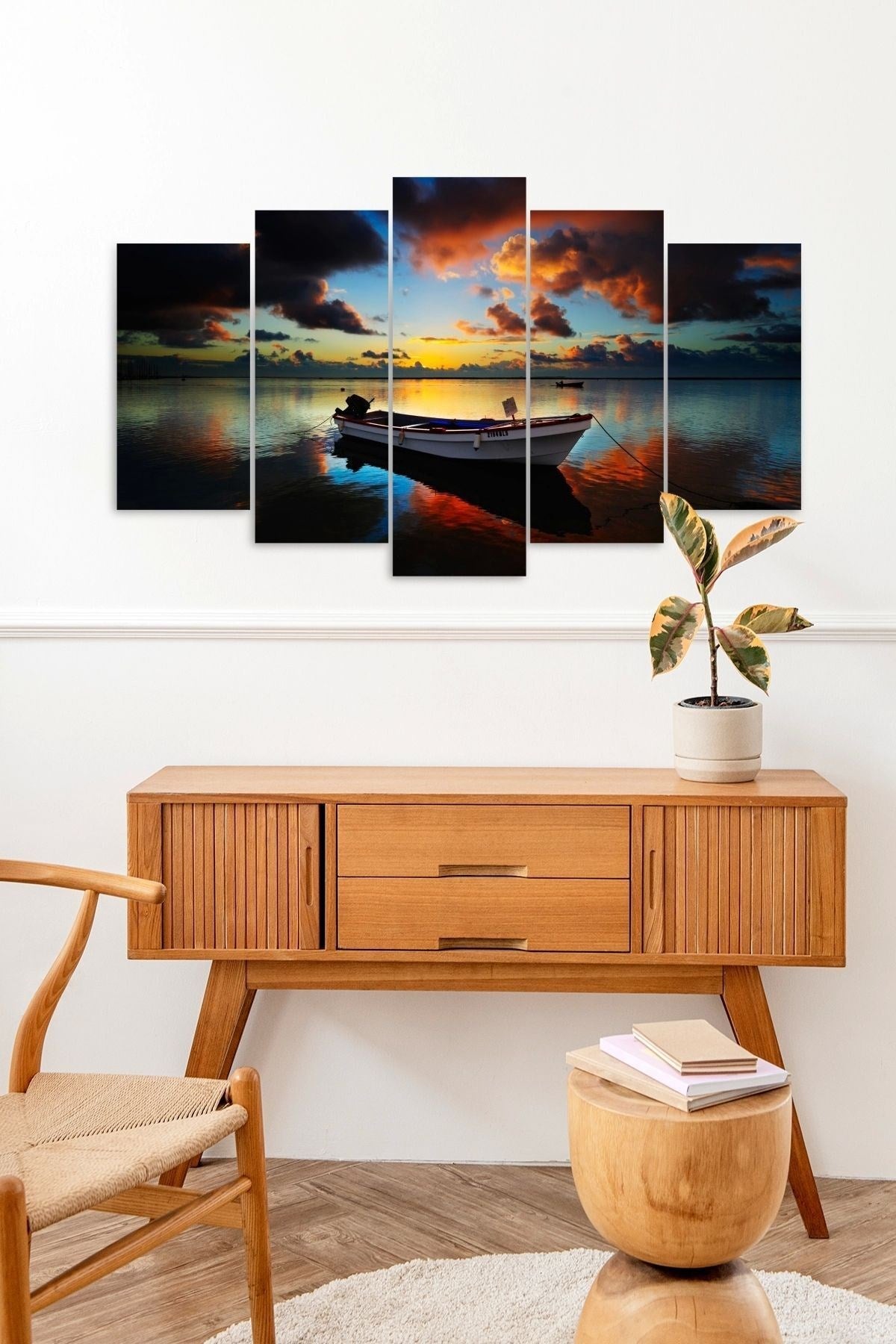 Deniz Manzarası 5 Parçalı Mdf Tablo 60 x 100