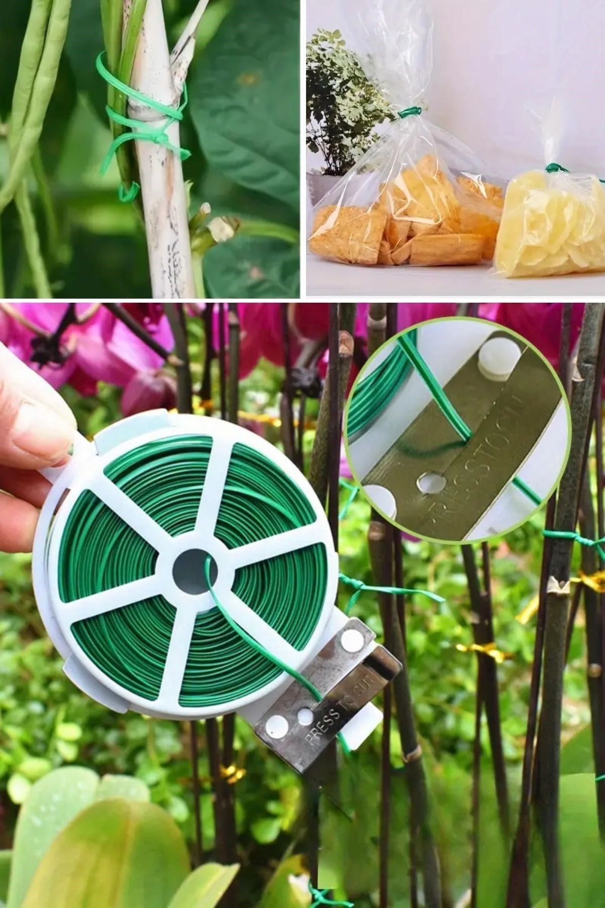 BUFFER® 50 Metre Kendiliğinden Kesici Bıçaklı Bitki Saksı Kablo Sabitleme Teli