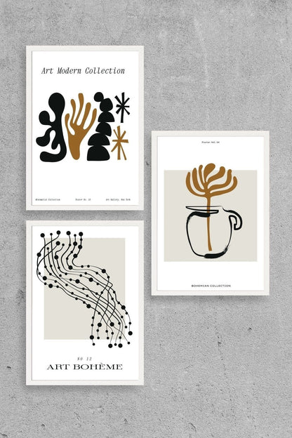 Modern Üçlü Ahşap Çerçeveli Tablo 40 x 60