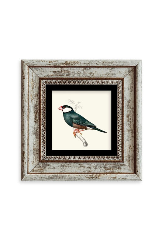 Yeşil Kuş Çerçeveli Taş Tablo 20 cm