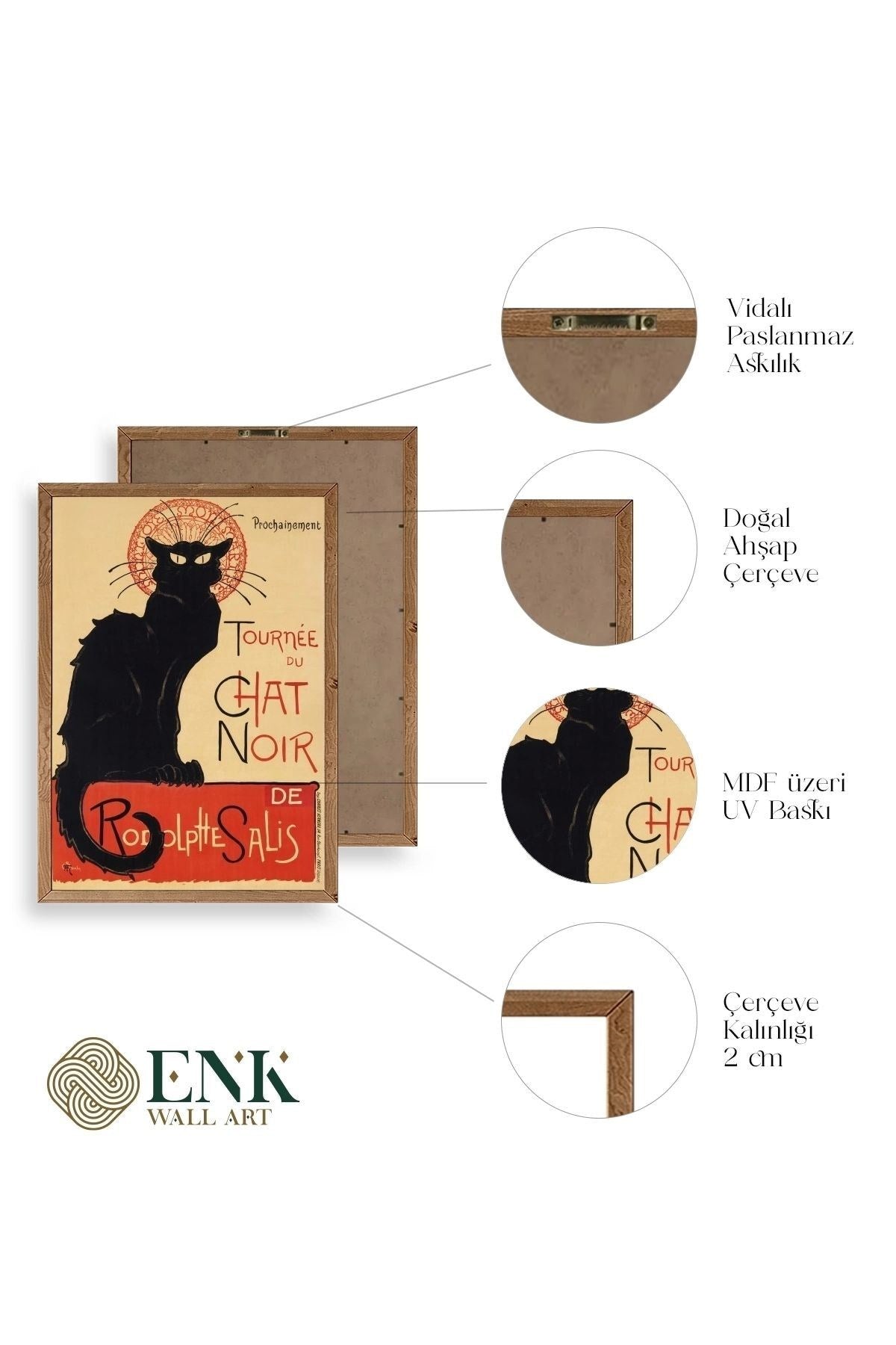 Chat Noir Ahşap Çerçeveli Tablo 30 x 42