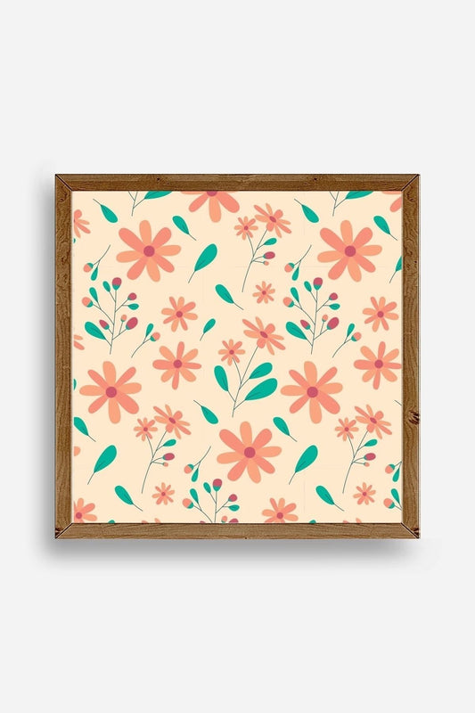 Çiçek Ahşap Çerçeveli Tablo 50 x 50