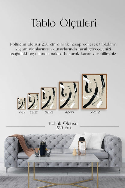Soyut Ahşap Çerçeveli Tablo 50 x 70