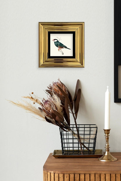 Yeşil Kuş Çerçeveli Taş Tablo 20 cm