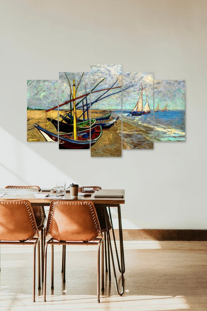 Deniz ve Kayıklar 5 Parçalı Mdf Tablo 60 x 100
