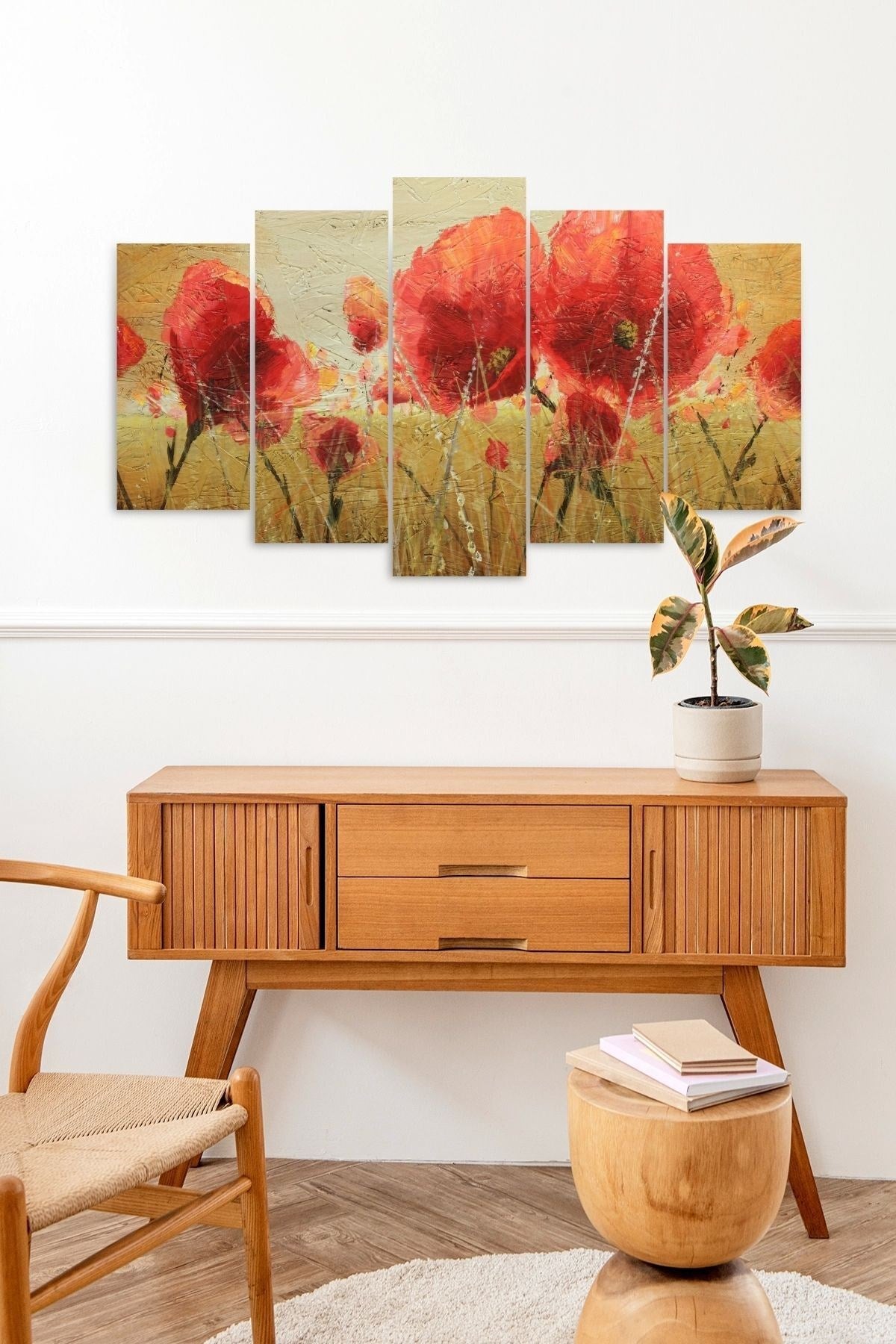 Çiçek Bahçesi 5 Parçalı Mdf Tablo 60 x 100