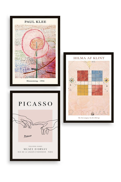 Ünlü Tablolar Üçlü Ahşap Çerçeveli Tablo 23 x 30