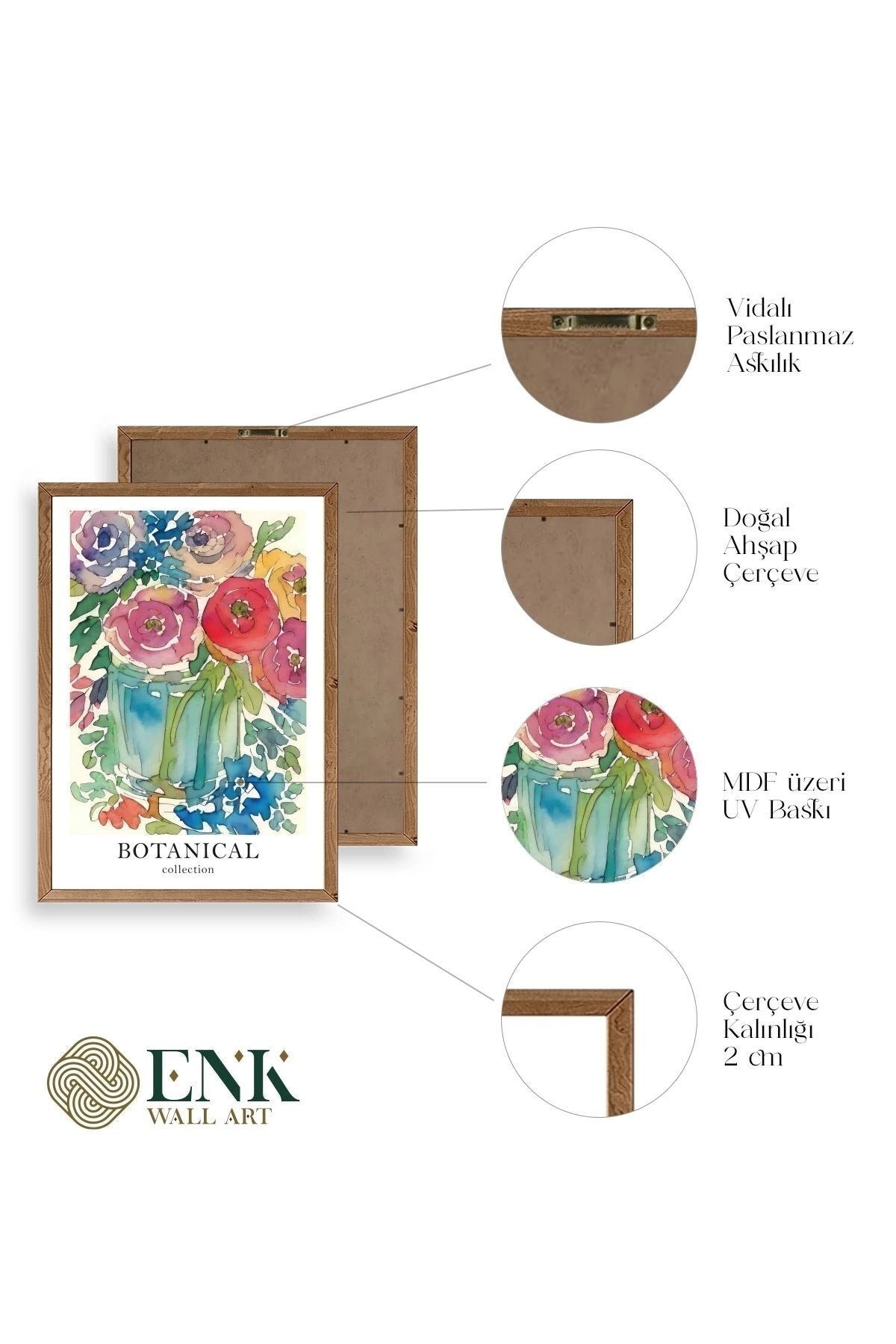 Çiçek Üçlü Ahşap Çerçeveli Tablo 23 x 30