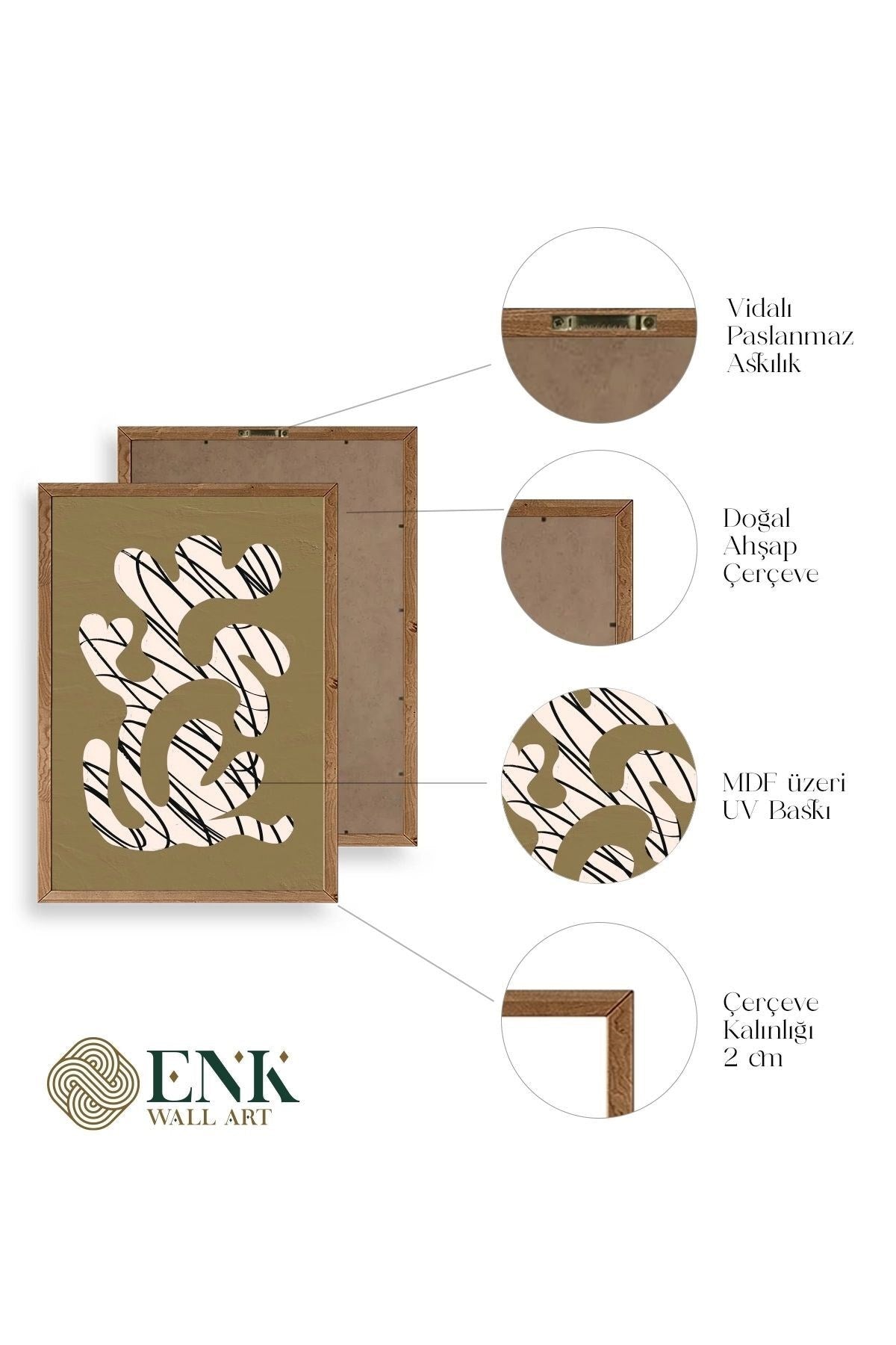 Soyut Ahşap Çerçeveli Tablo 30 x 42