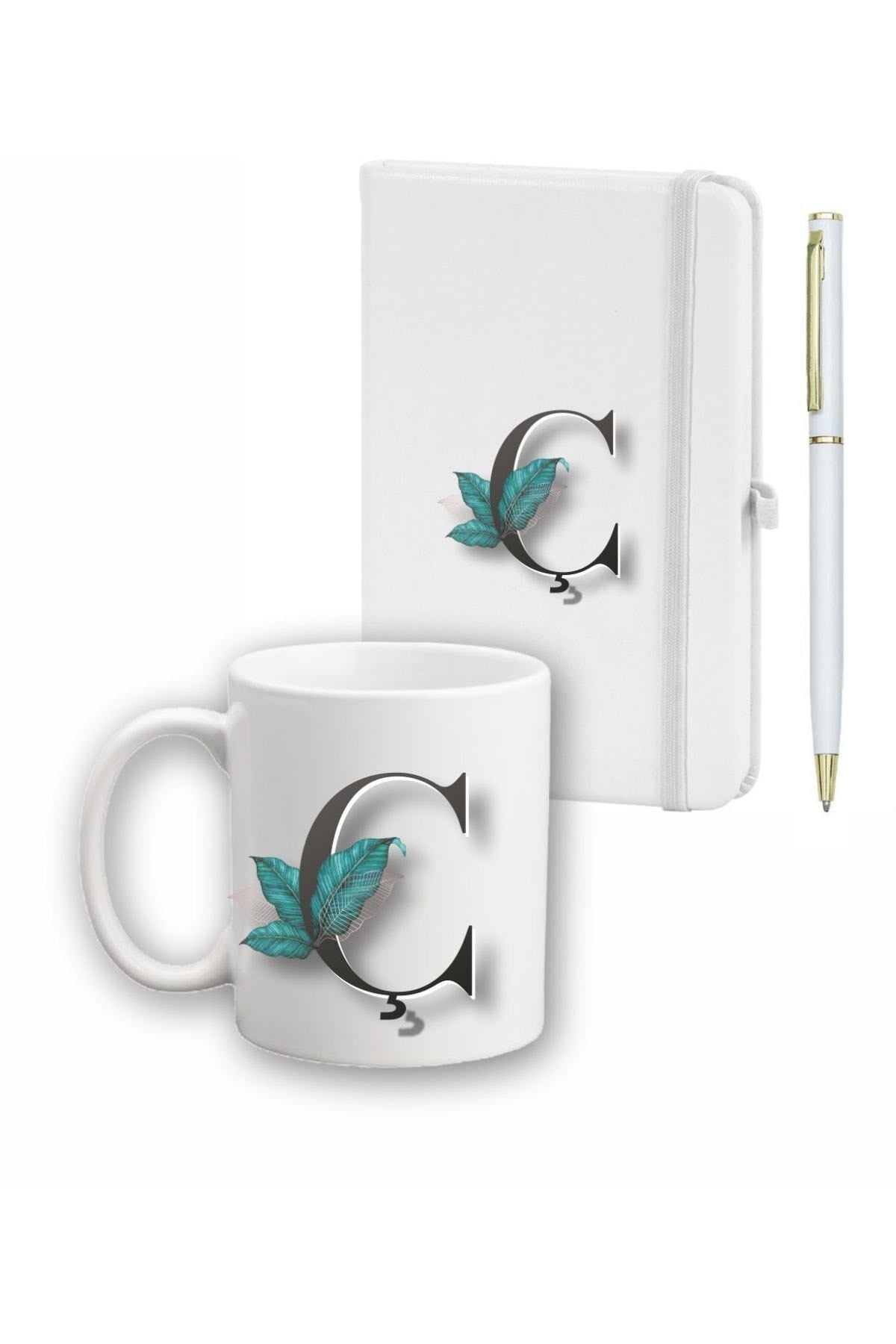 Yaprak Desen Ajanda, Kupa Ve Kalem Seti