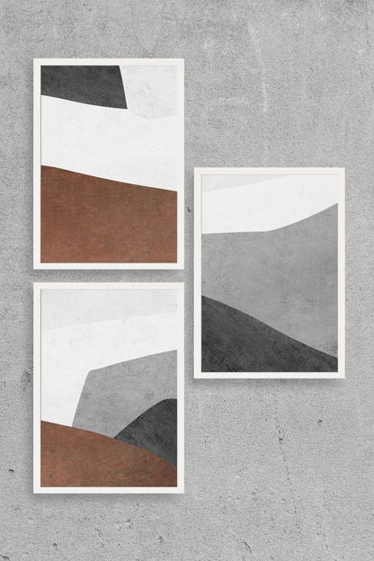 Soyut Üçlü Ahşap Çerçeveli Tablo 40 x 60