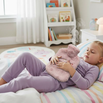 Mutlu Robot Hayvan Figürlü Pembe Peluş Sıcak Su Torbası 1 Lt – Yumuşak Kılıf, Uzun Süre Sıcak Tutan Termal Su Torbası