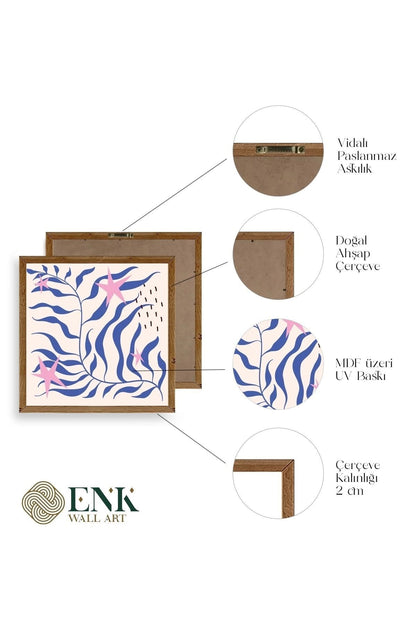 Yaprak Ahşap Çerçeveli Tablo 42 x 42