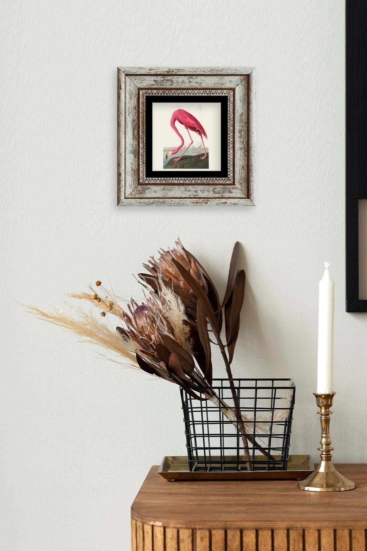 Flamingo Çerçeveli Taş Tablo 20 cm