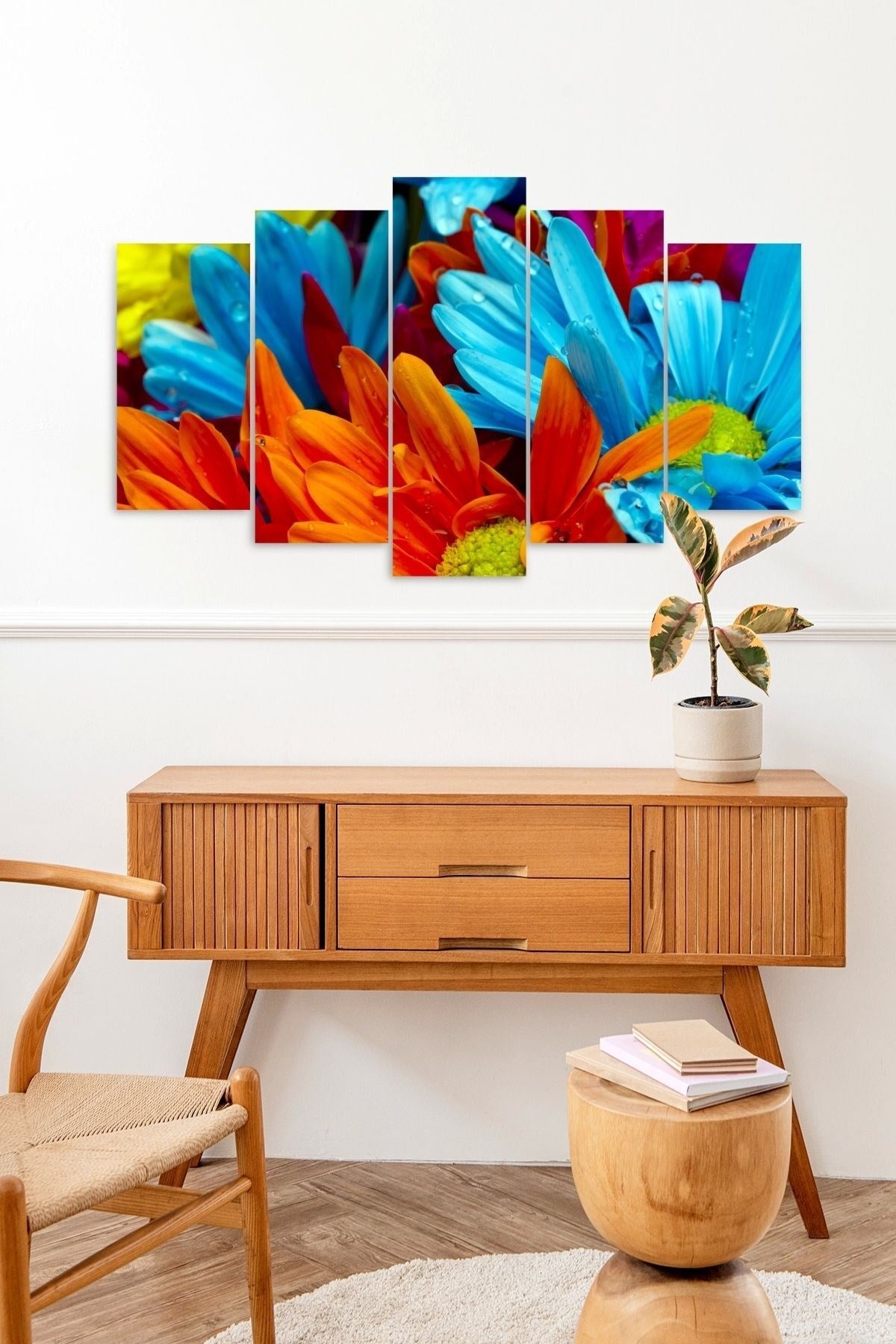 Çiçekler 5 Parçalı Mdf Tablo 60 x 100