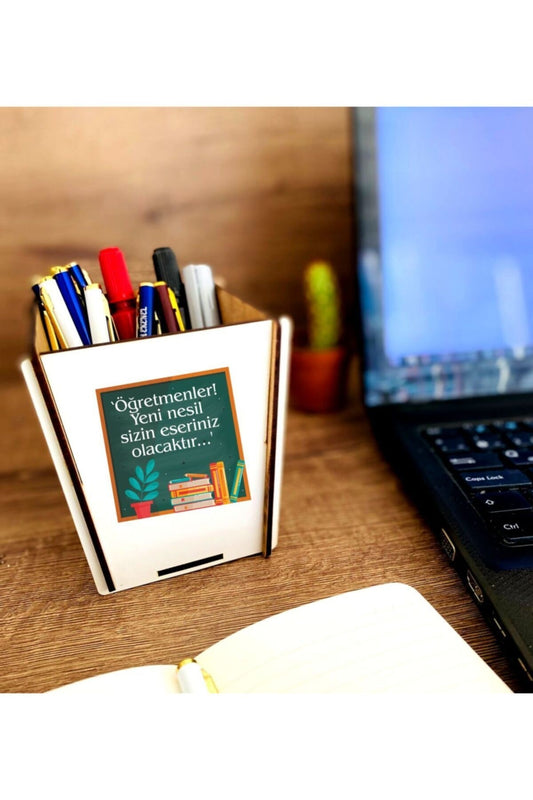 Öğretmenler Günü Temalı Ahşap Kalemlik