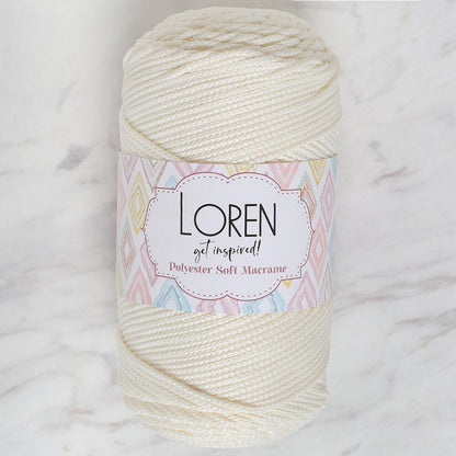 Loren Polyester Soft Macrame Krem El Örgü İpi - LM003 - 34427