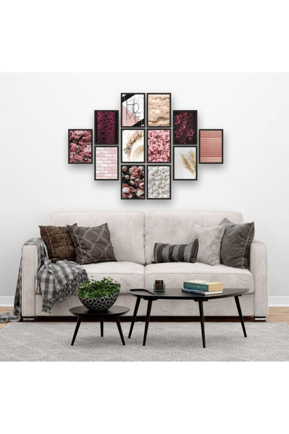 12 Parça Çerçeve Görünümlü Mdf Tablo Seti