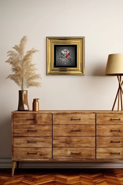 Osmanlı Arması Çerçeveli Taş Tablo 20 cm