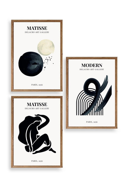 Matisse Üçlü Ahşap Çerçeveli Tablo 40 x 60