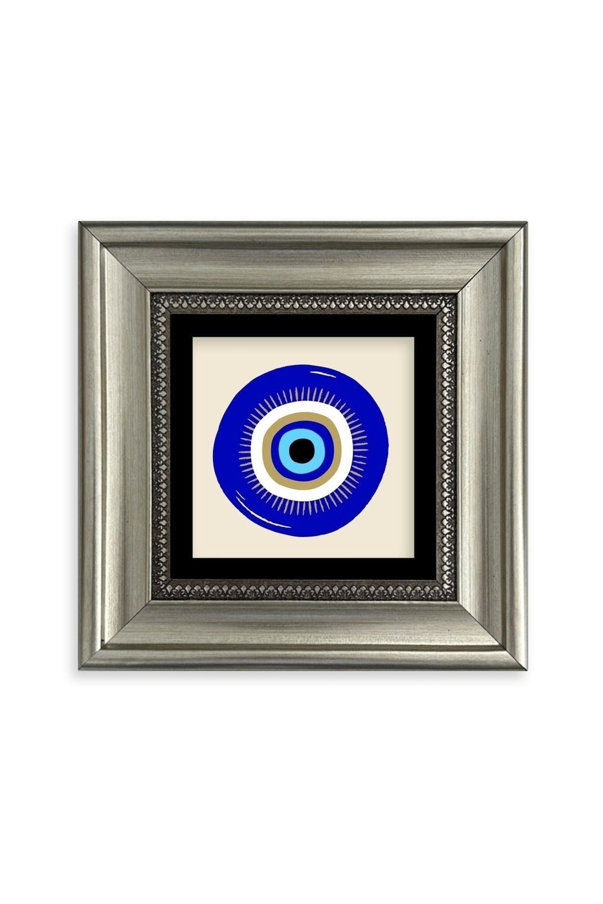 Nazar Boncuğu Çerçeveli Taş Tablo 20 cm