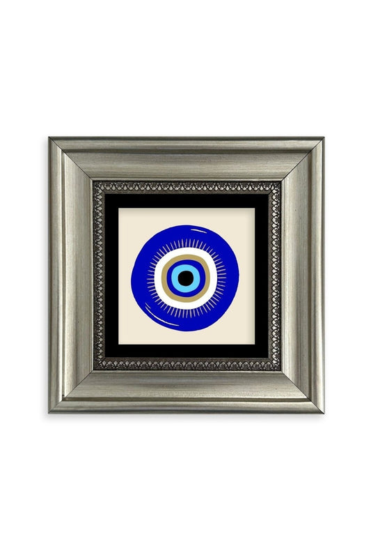Nazar Boncuğu Çerçeveli Taş Tablo 20 cm