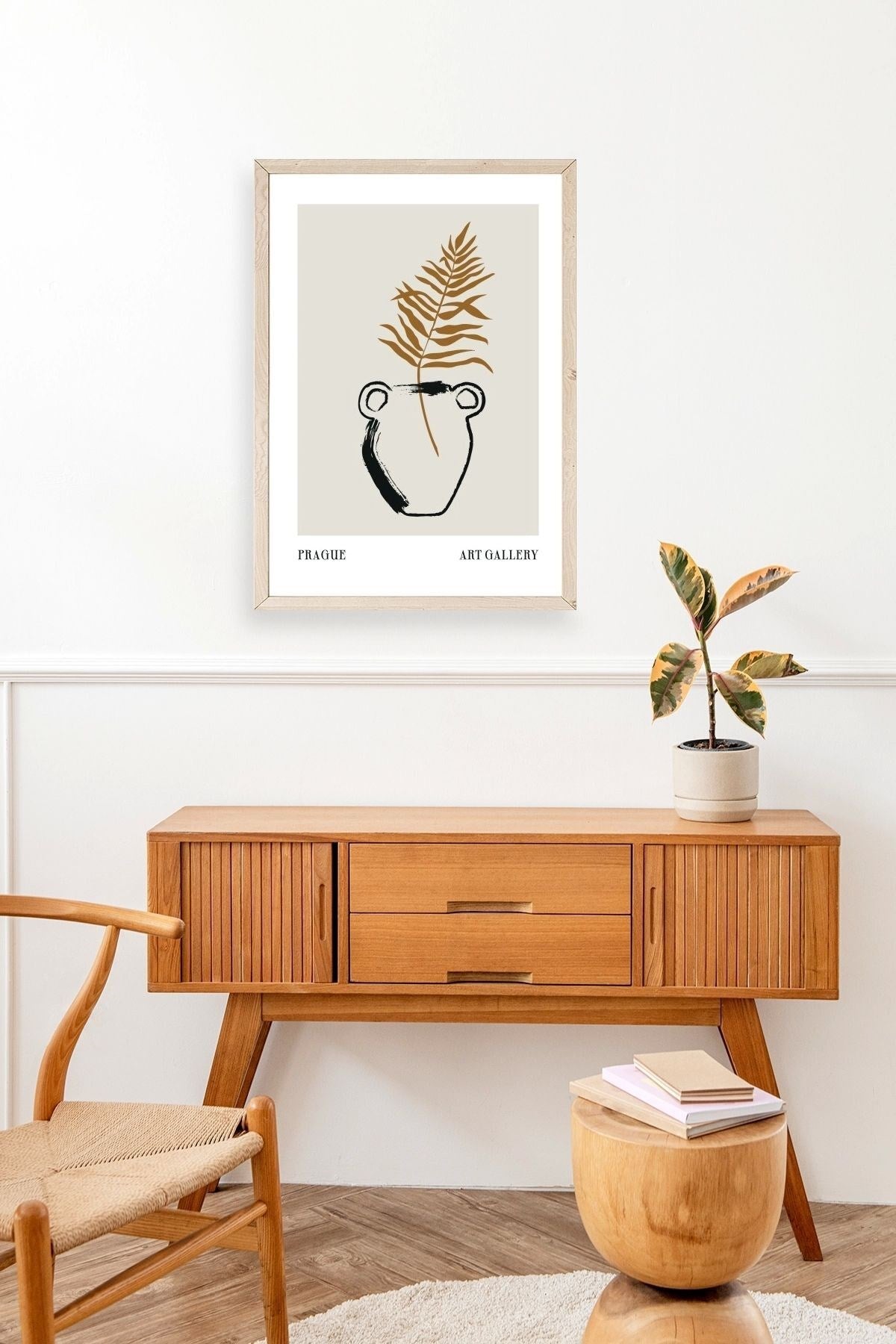 Vazo Ahşap Çerçeveli Tablo 23 x 30