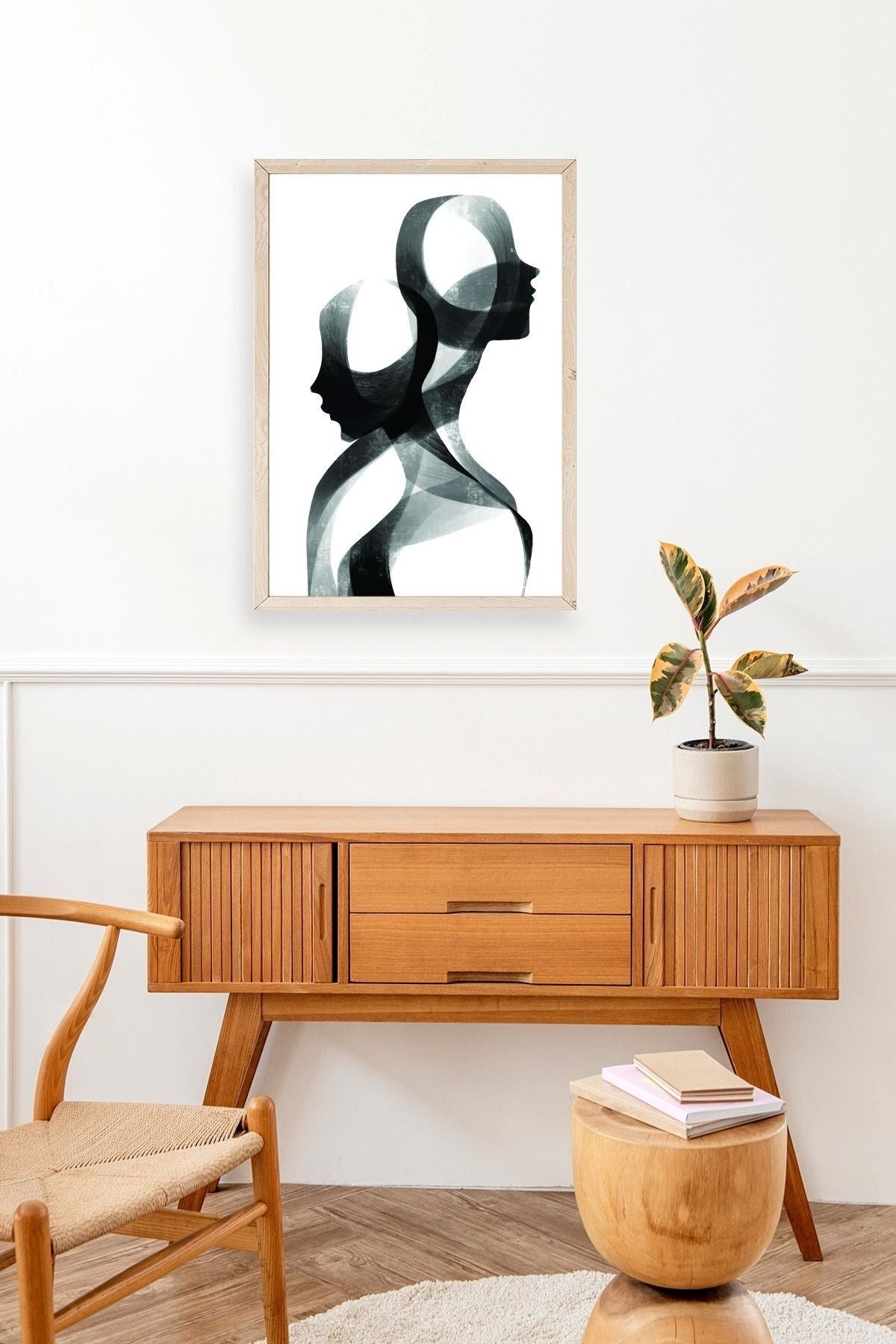 Soyut Ahşap Çerçeveli Tablo 17 x 23