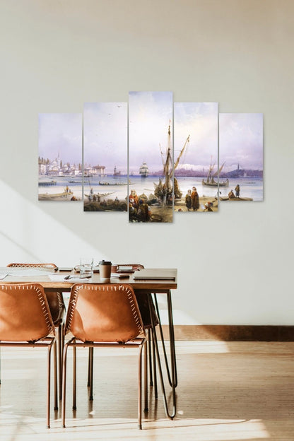 Deniz Manzarası 5 Parçalı Mdf Tablo 60 x 100